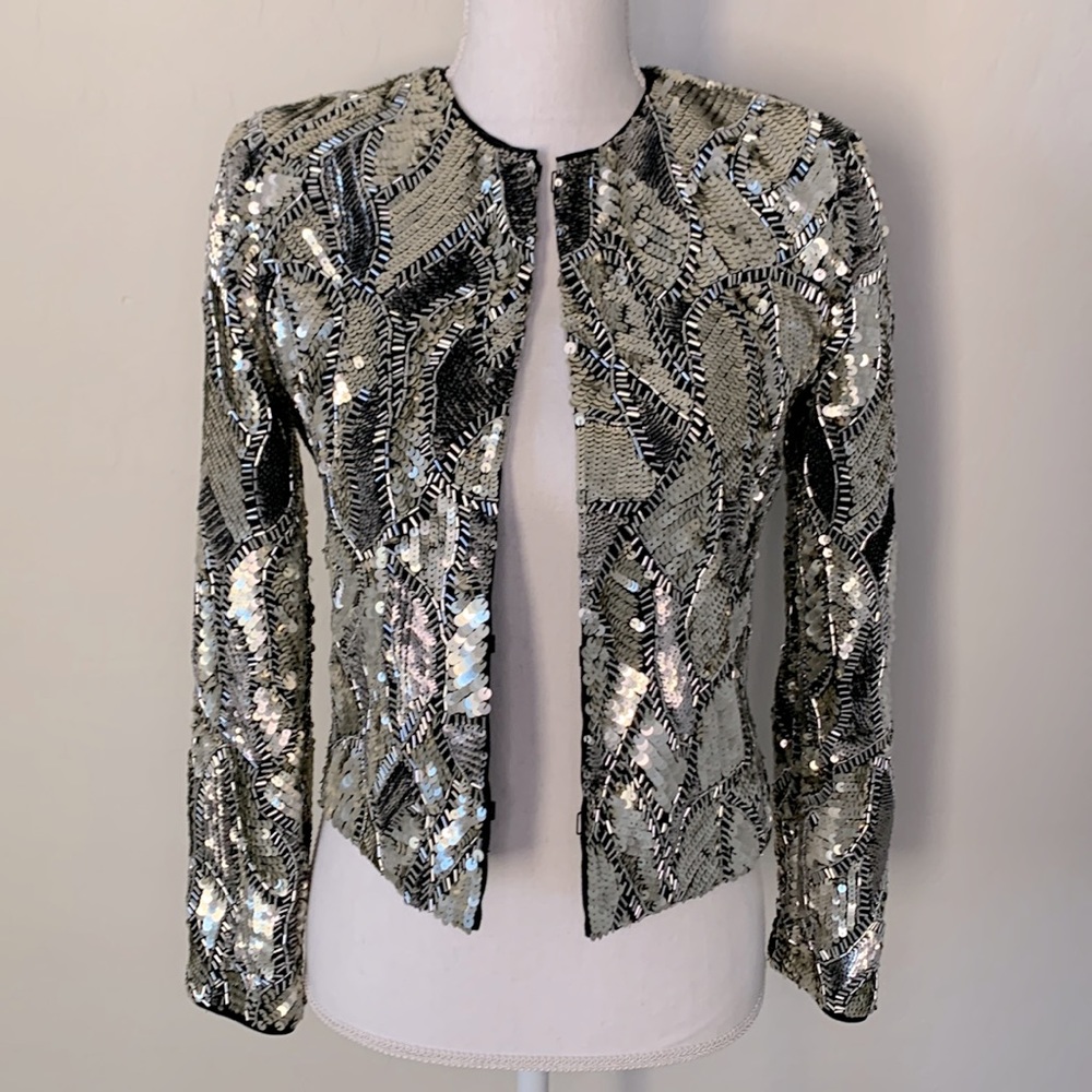 Alice + Olivia Kidman Metallic Sequin Jacket size XS